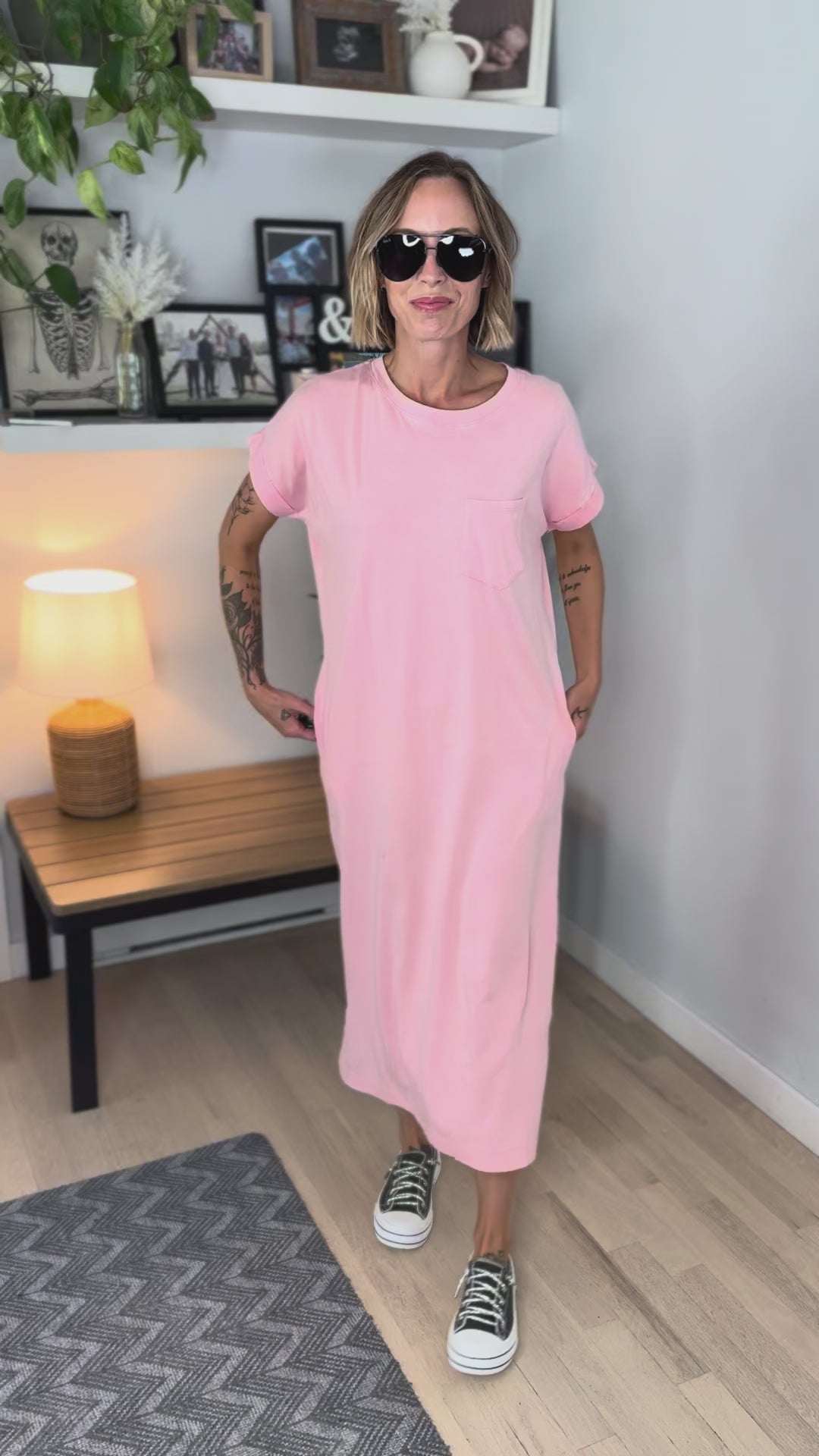 Northstar Washed Cotton Midi Dress- PINK