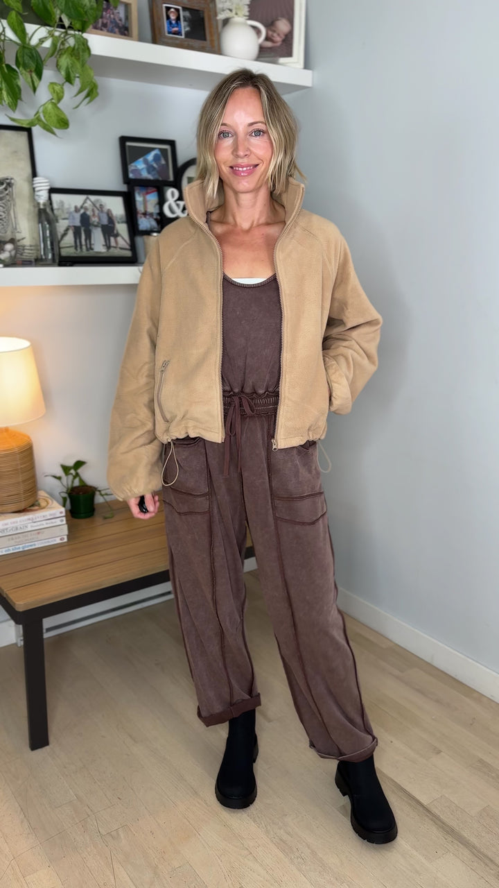 Hazella Full Zip Fleece Jacket- TEDDY BEIGE