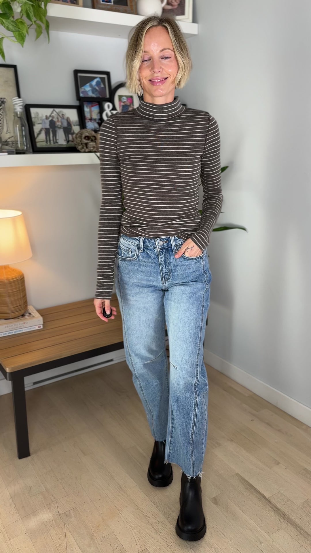 Maryan Mock neck Long Sleeve- CHOCOLATE