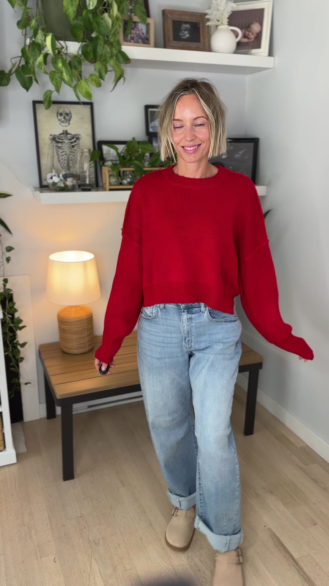 Mikey Classic Crewneck Sweater- RED
