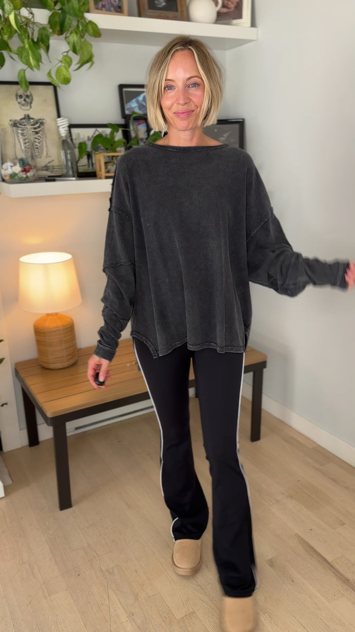 Mono B Jacey Classic Cotton Pullover- BLACK