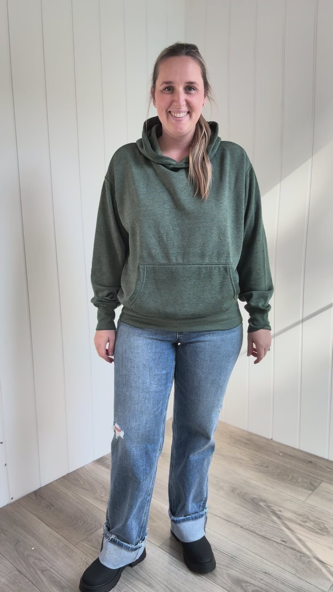 Mono B Burnout Bliss Fleece Hoodie- HEATHER EUCALYPTUS