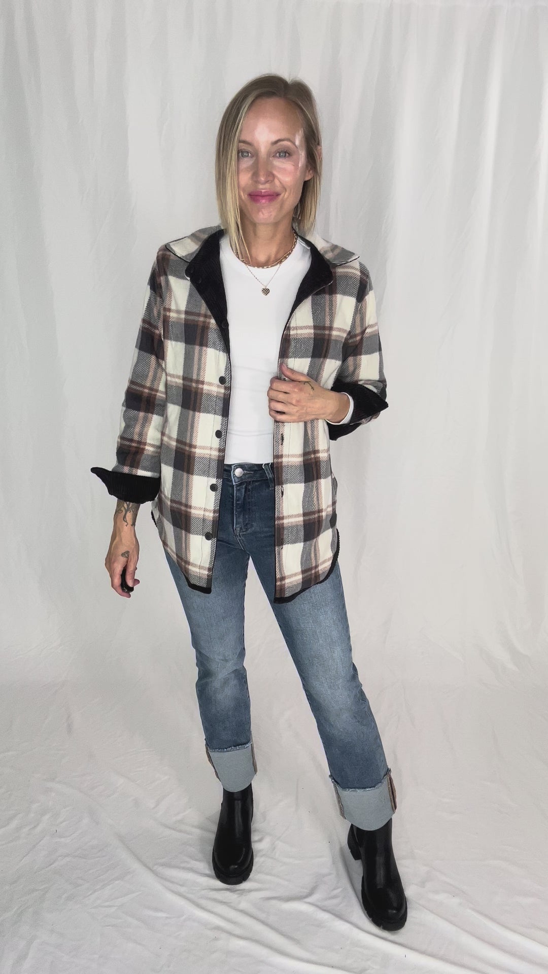 Pumpkin Patch Reversible Shacket- BLACK