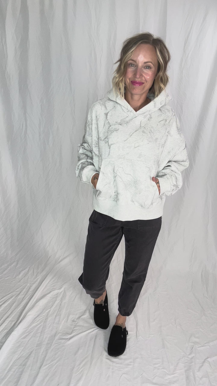 Owen Camouflage Loose Fit Front Pocket Hoodie- GREY-FINAL SALE