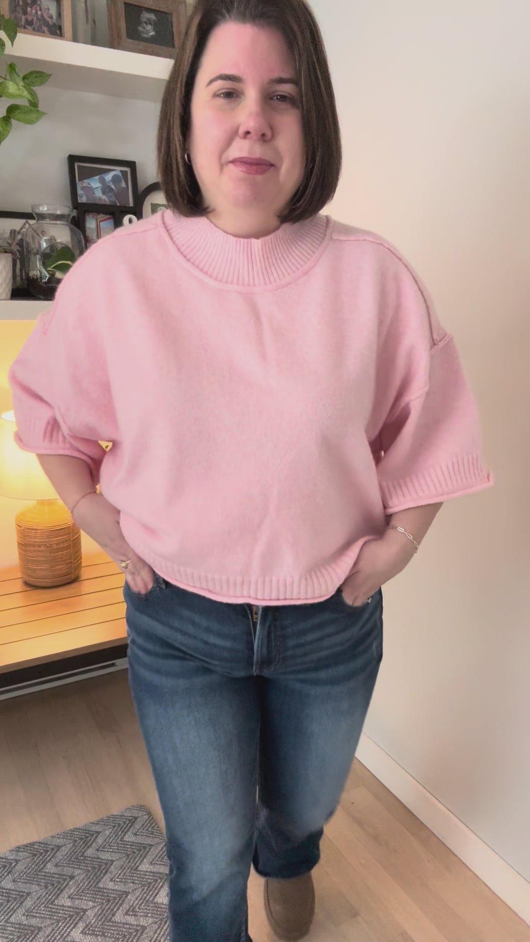 Emily Sweater Top- PINK BLOSSOM
