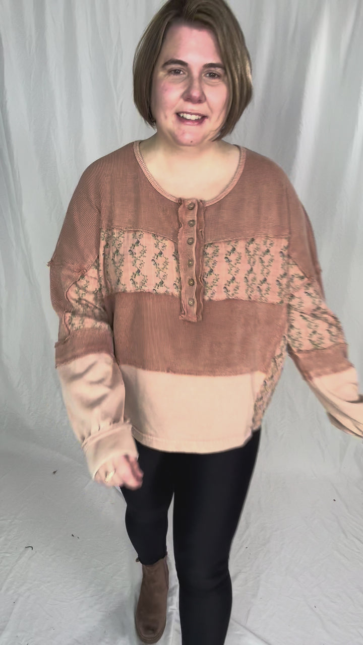 Leonie Thermal Henley- CAMEL-FINAL SALE *L*