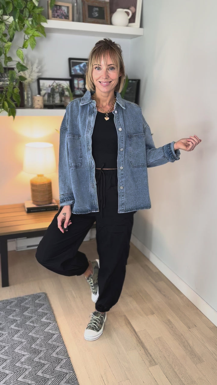 Sloane Denim Shacket- WASHED DENIM-FINAL SALE