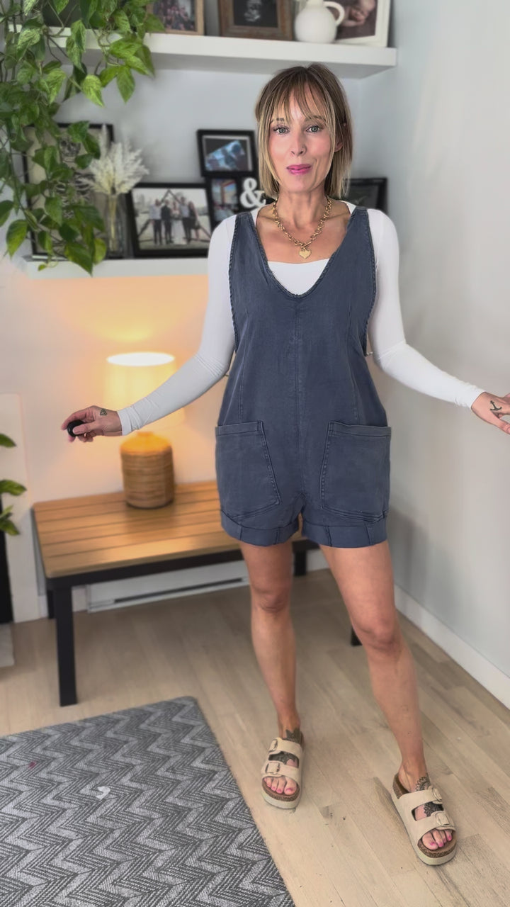 Selene Short Overalls- BLACKBERRY-FINAL SALE