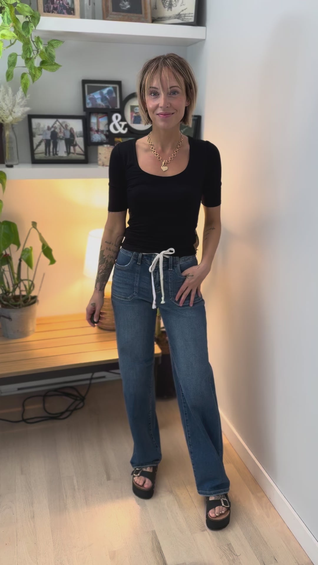 Natalia 1/2 Sleeve Jersey Knit Top- BLACK