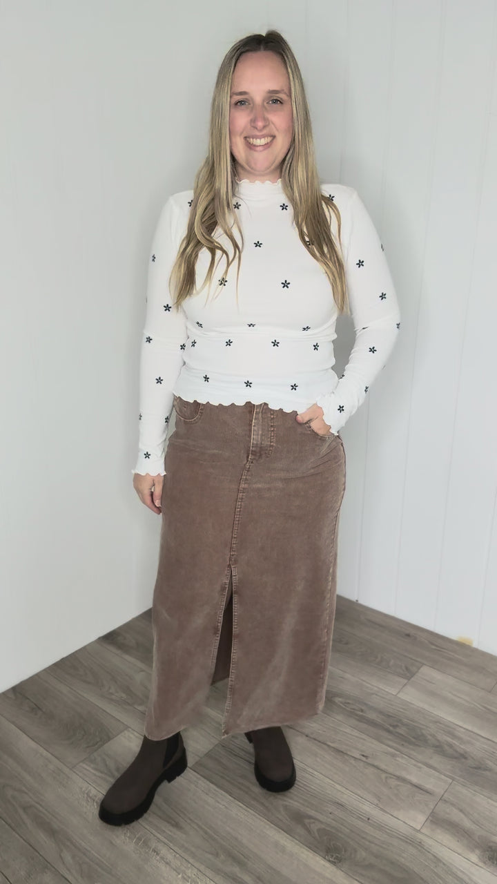 Jessa Corduroy Skirt- COFFEE
