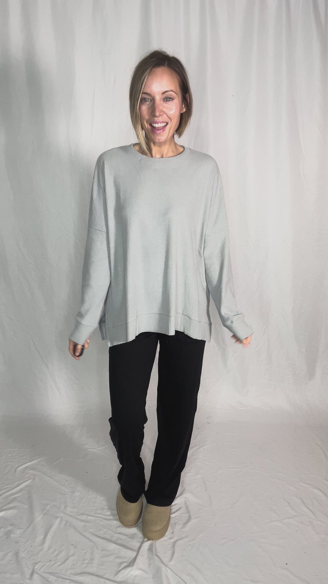 Nolen Soft Touch Ribbed Pullover- HTHR GREY