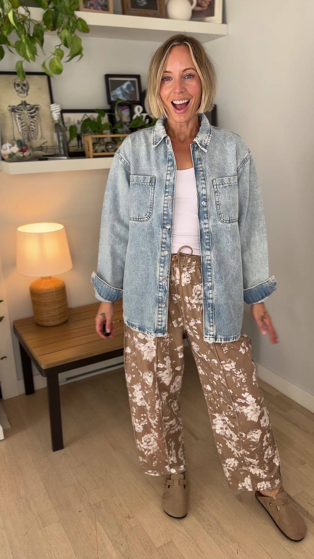 Noisy May Alva Snap Long Denim Shacket- ACID LIGHT WASH