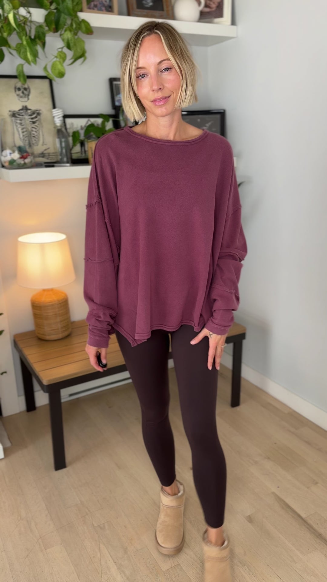 Mono B Jacey Classic Cotton Pullover- ROSEWOOD