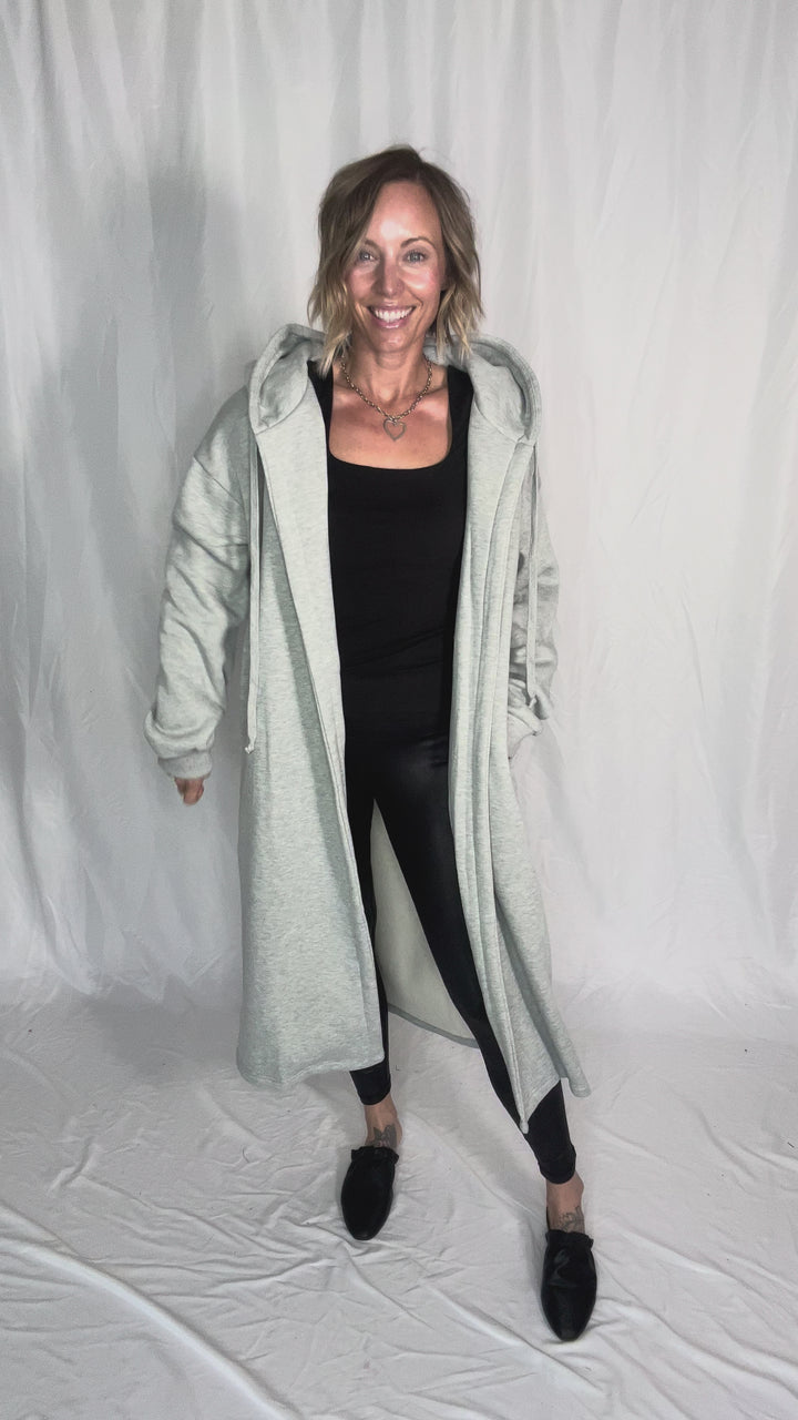 Opalite Sweatshirt Cardigan- HEATHER GREY