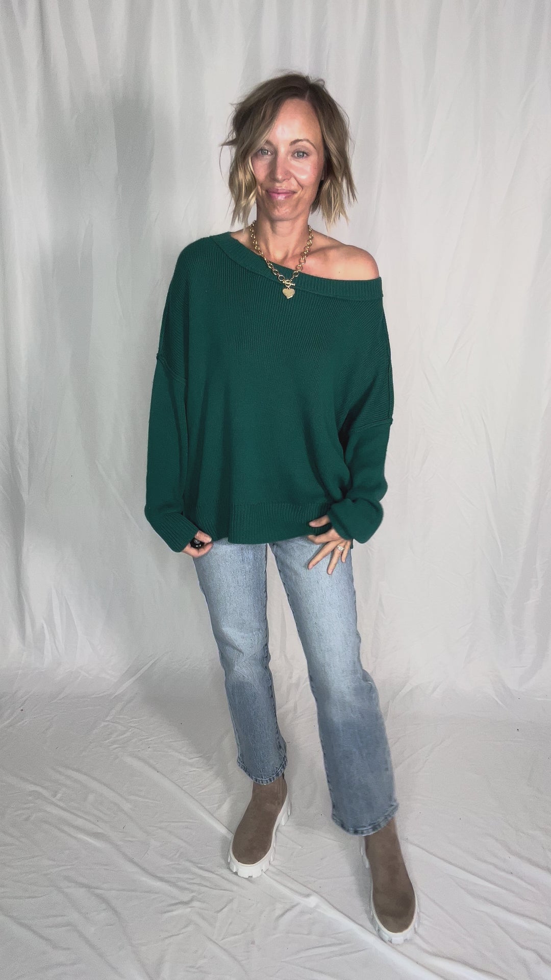Ever Oversized Cotton Exposed Seam Sweater- TEAL