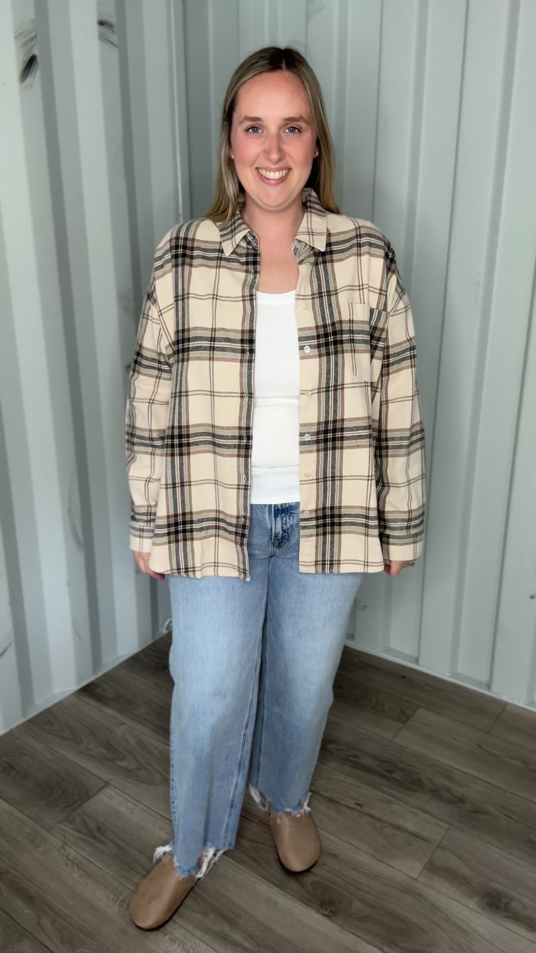 Hartleigh Washed Cotton Plaid Button Down- KHAKI MULTI