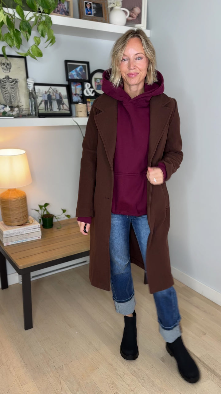 Burwood Collared Coat- CHOCOLATE