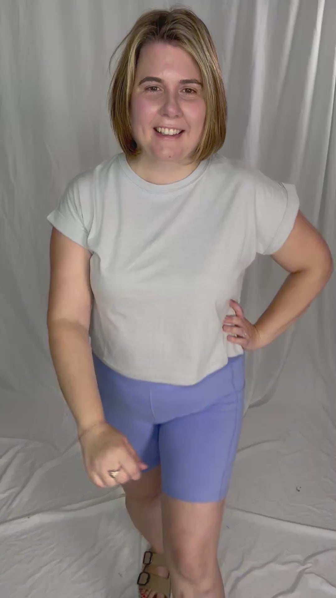 Helen Cotton Folded Sleeve Top- LIGHT GREY-FINAL SALE