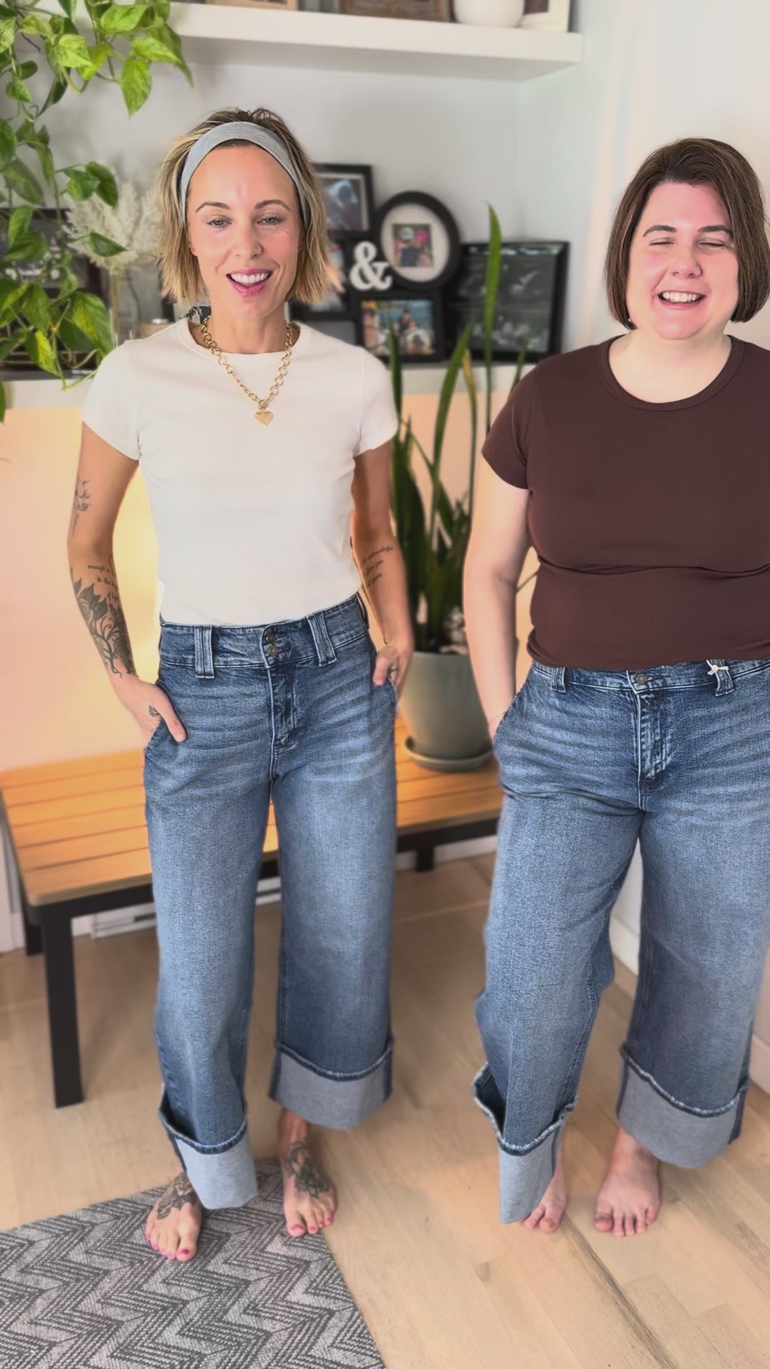 Kancan Premium Amber Crop Wide Leg Jean- DARK WASH