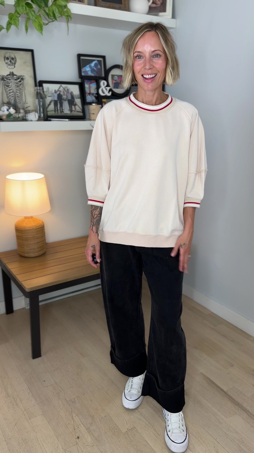 Alaina 1/2 Sleeve Pullover- NATURAL