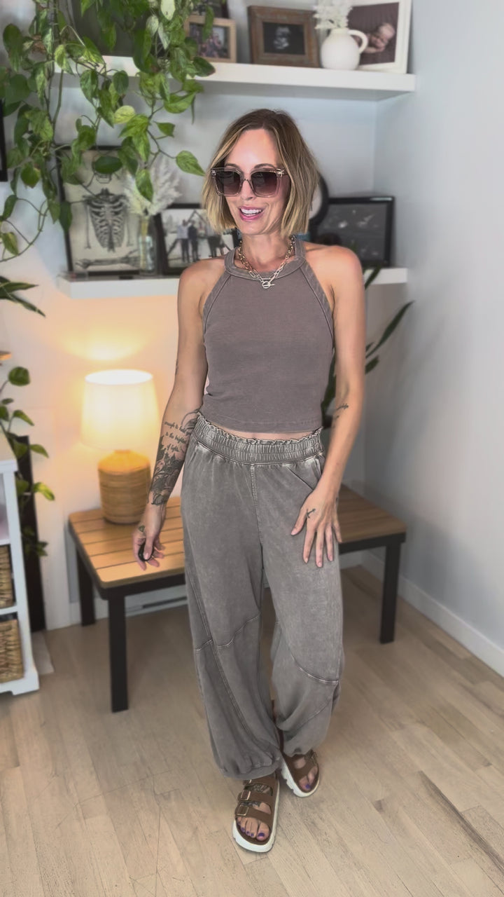 Delaney Washed Jogger Set- COFFEE/MOCHA
