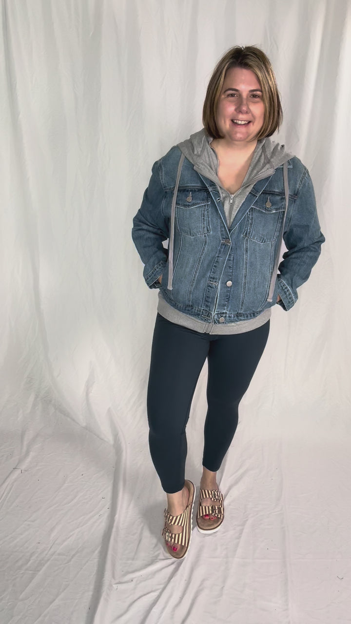 Marcus Relaxed Hoodie Jacket- DARK WASH-MEDIUM WASH-FINAL SALE *L*