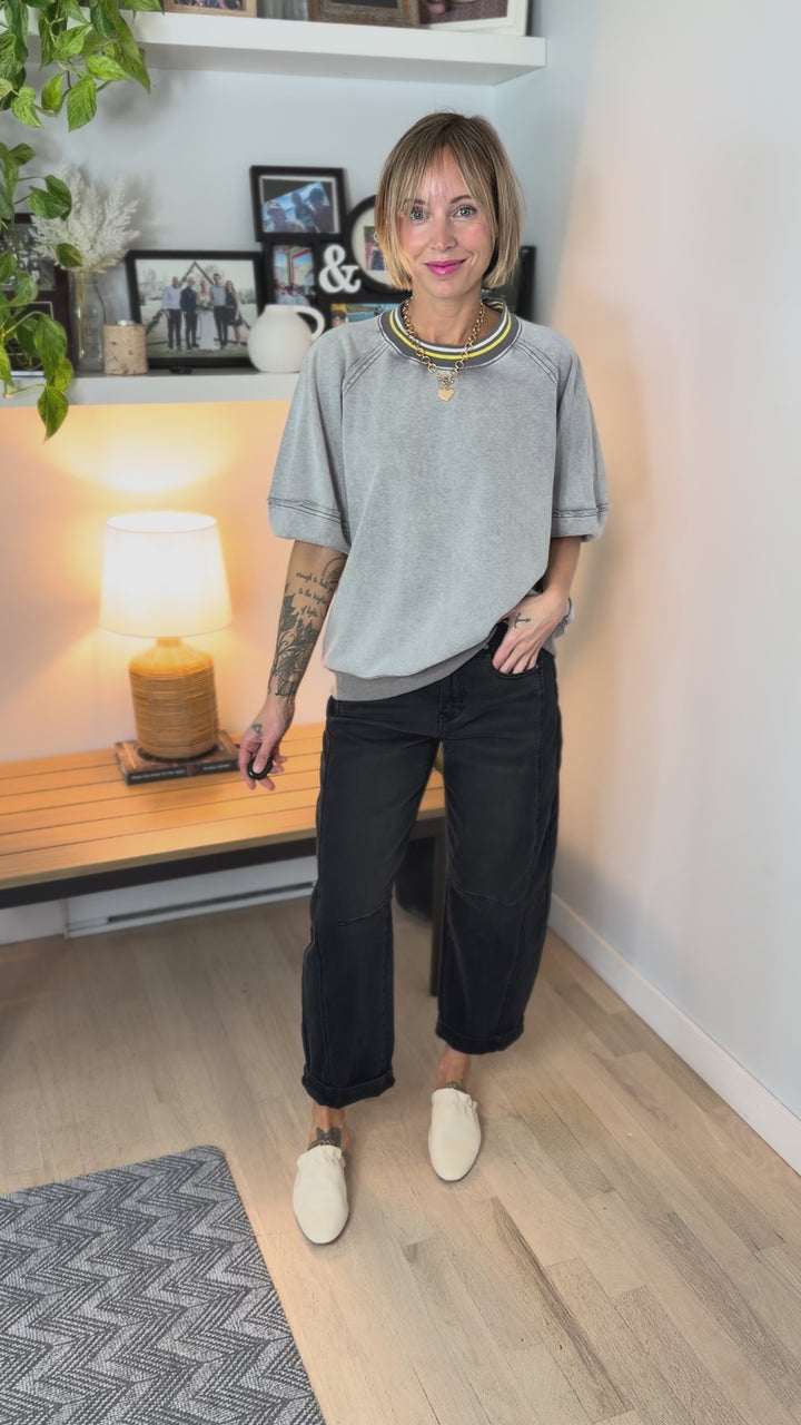 Alaina 1/2 Sleeve Pullover- CLOUD GREY