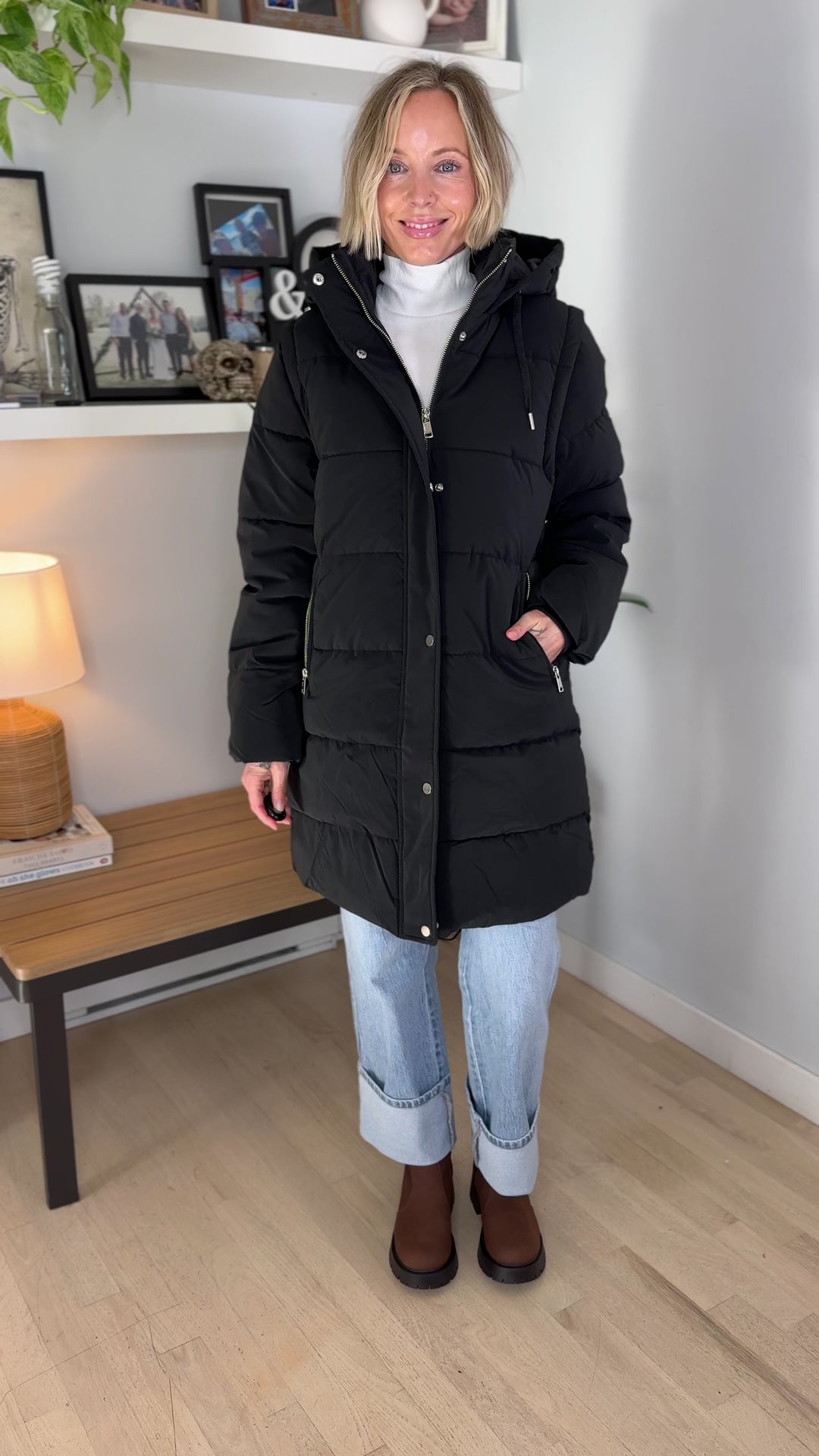 Only Dixie 2-In-1 Puffer Water Repellent Coat- BLACK