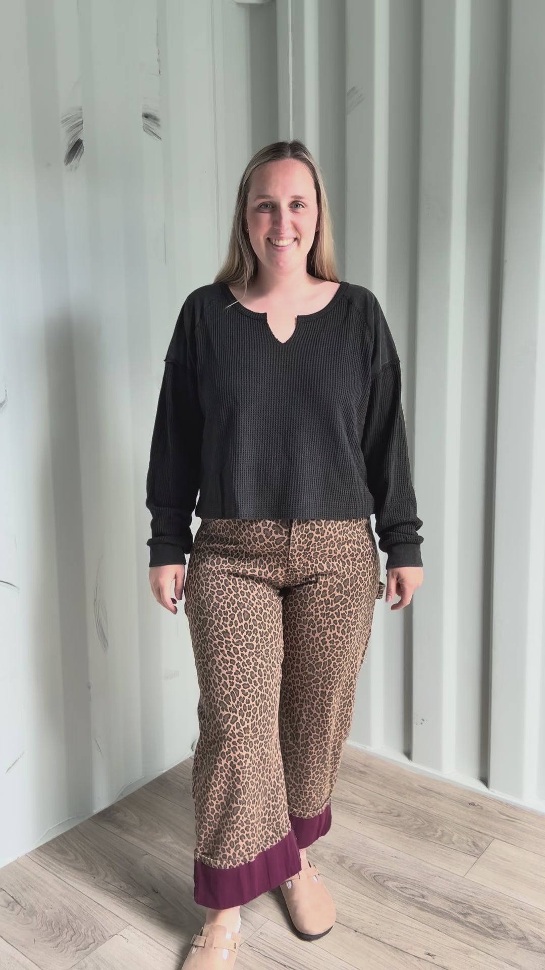 Imogen Mineral Washed Barrel Pant- LEOPARD