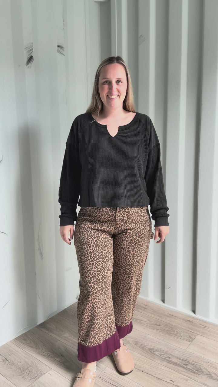 Imogen Mineral Washed Barrel Pant- LEOPARD