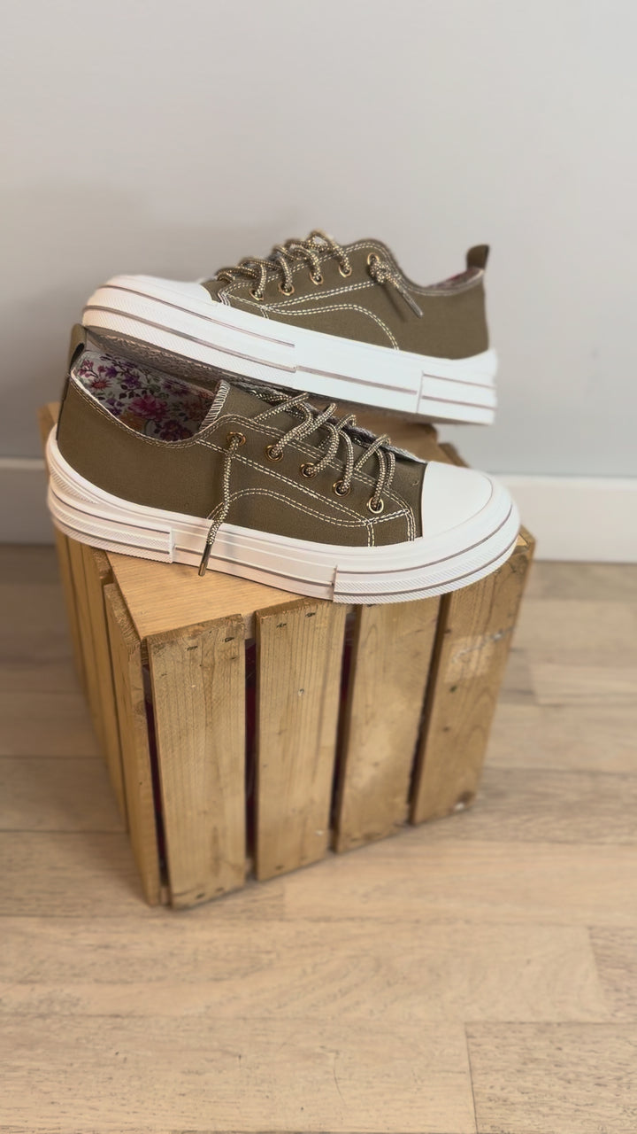 Amanda Gold Lace Sneaker- TAN