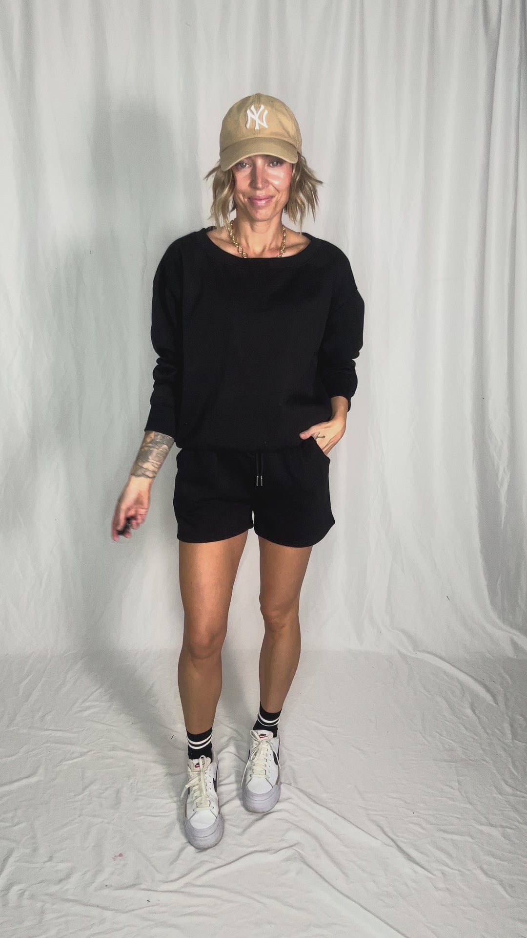 Chill Fleece Shorts Sweat Set- BLACK