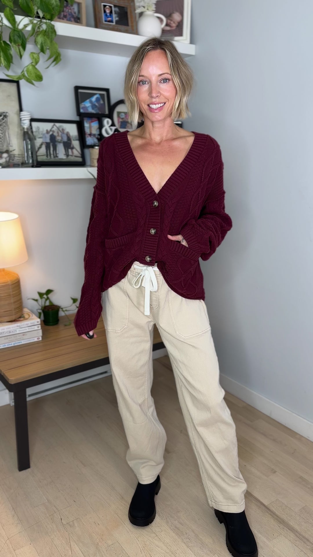 THREAD & SUPPLY Harbor Cardigan- MAROON