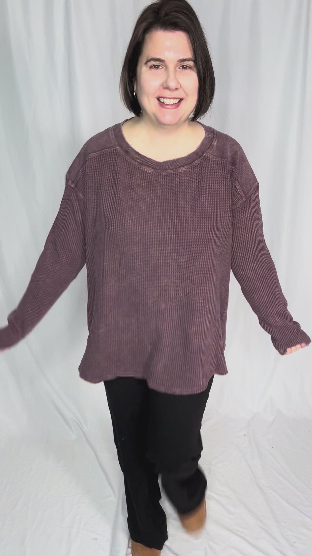 Lenni Waffle High Low Top- DARK CHERRY