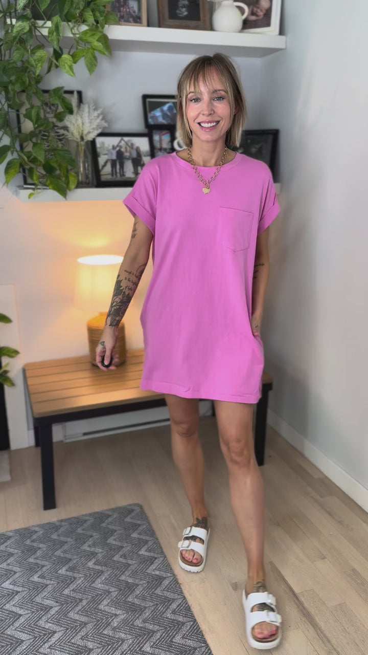 Valentina Cotton T-shirt Dress- CANDY PINK