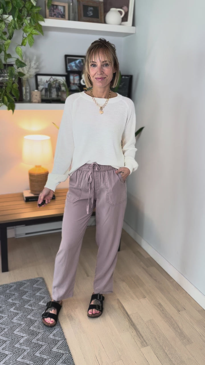 Emery Lightweight Crew Neck Sweater- CREAM-FINAL SALE *L*