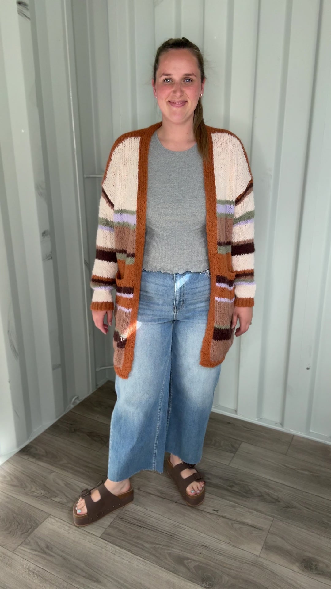 Jack Boho Multi Stripe Cardigan- RUST MULTI
