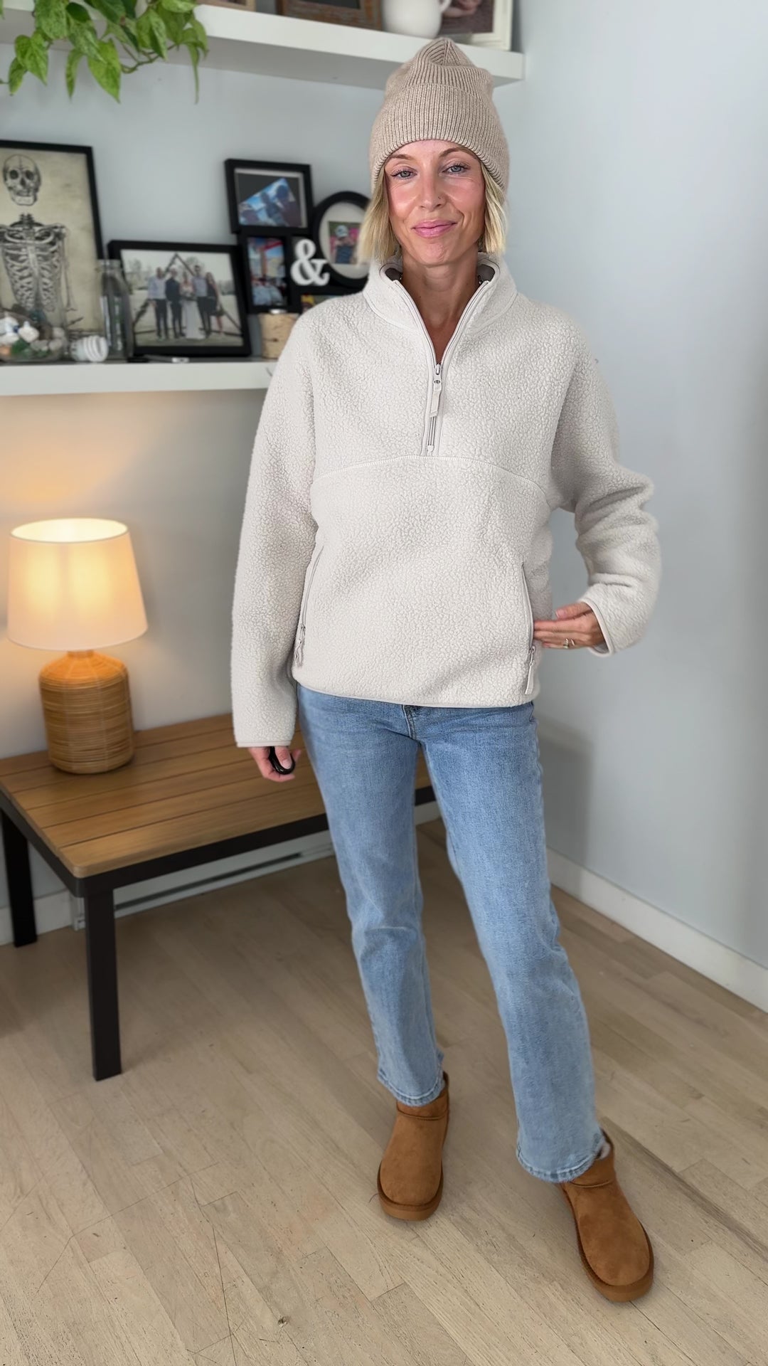 Woodland 1/2 Zip Fleece Pullover- ECRU