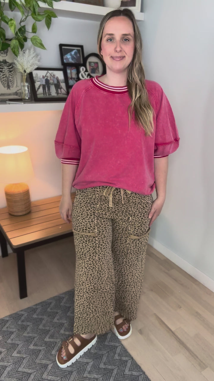 Alaina 1/2 Sleeve Pullover- BOHO RED