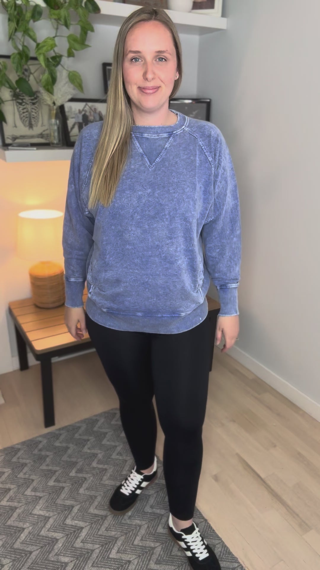 Jane Washed Tunic Pullover- NAVY