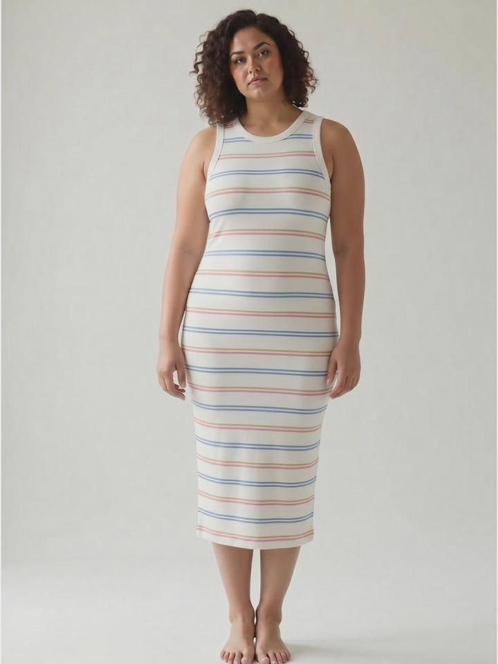 THREAD & SUPPLY  Walter Scuba Dress- MISTY BLUE/PINK