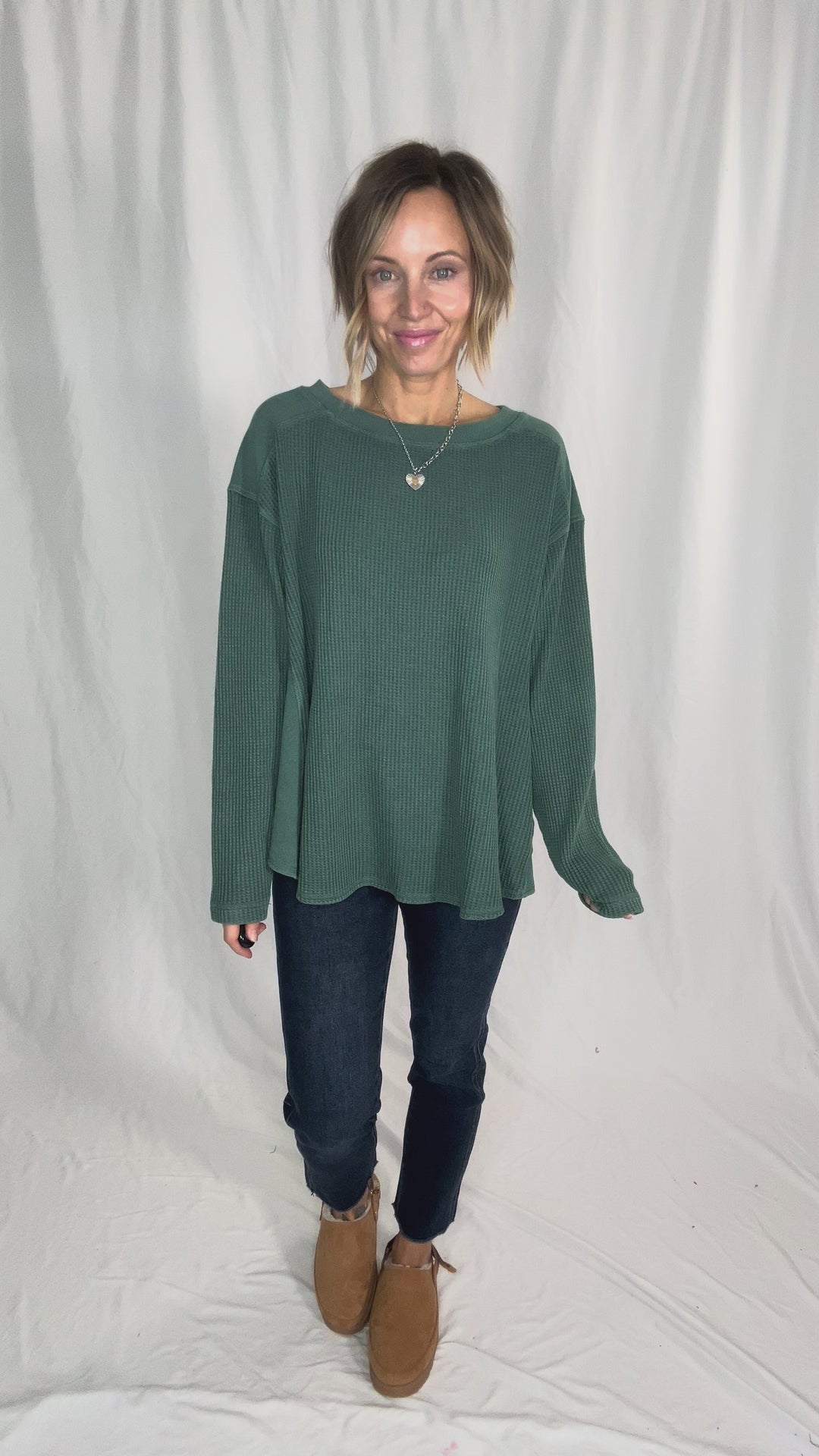 Lenni Waffle High Low Top- MIDNIGHT GREEN