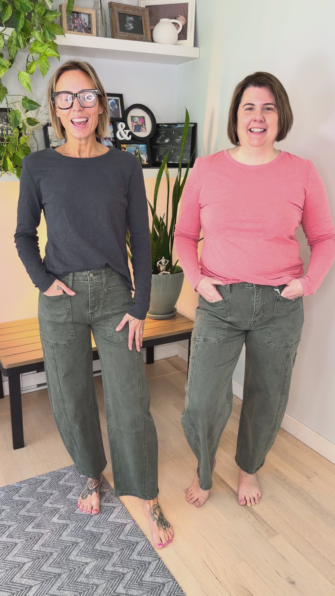 FLYING MONKEY Cypress Super High Rise Barrel Jeans- DEEP FOREST