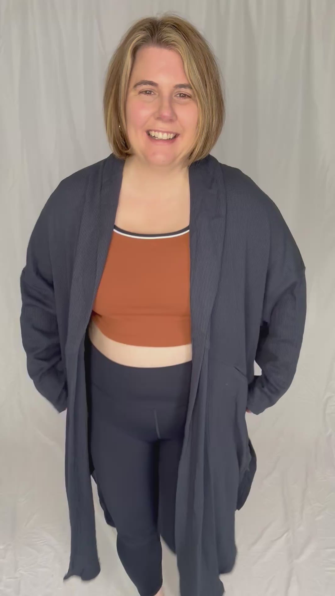 Ginny Thermal Knit Oversized Cardigan- DARK NAVY-FINAL SALE