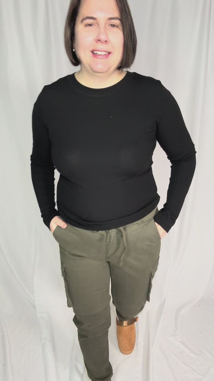 Beth Ribbed Long Sleeve- BLACK