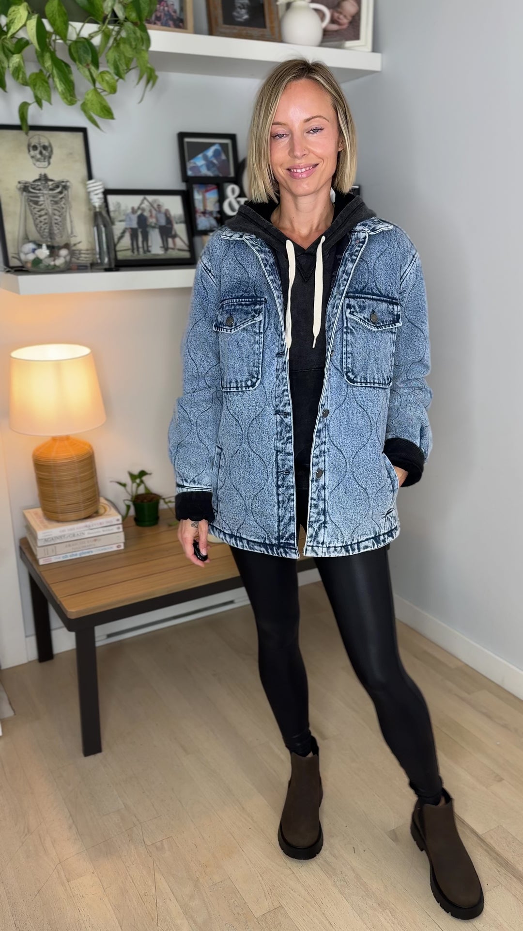 Deniva Quilted Denim Jacket- DENIM BLUE
