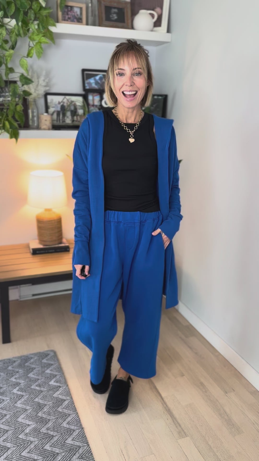 MONO B Whistler Longline Hoodie Cardigan- DEEP INDIGO