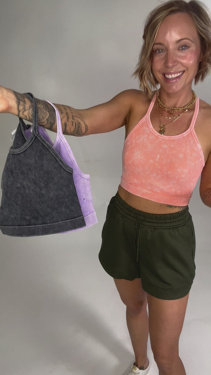 Brassy Seamless Wash Crop Cami- CORAL-FINAL SALE