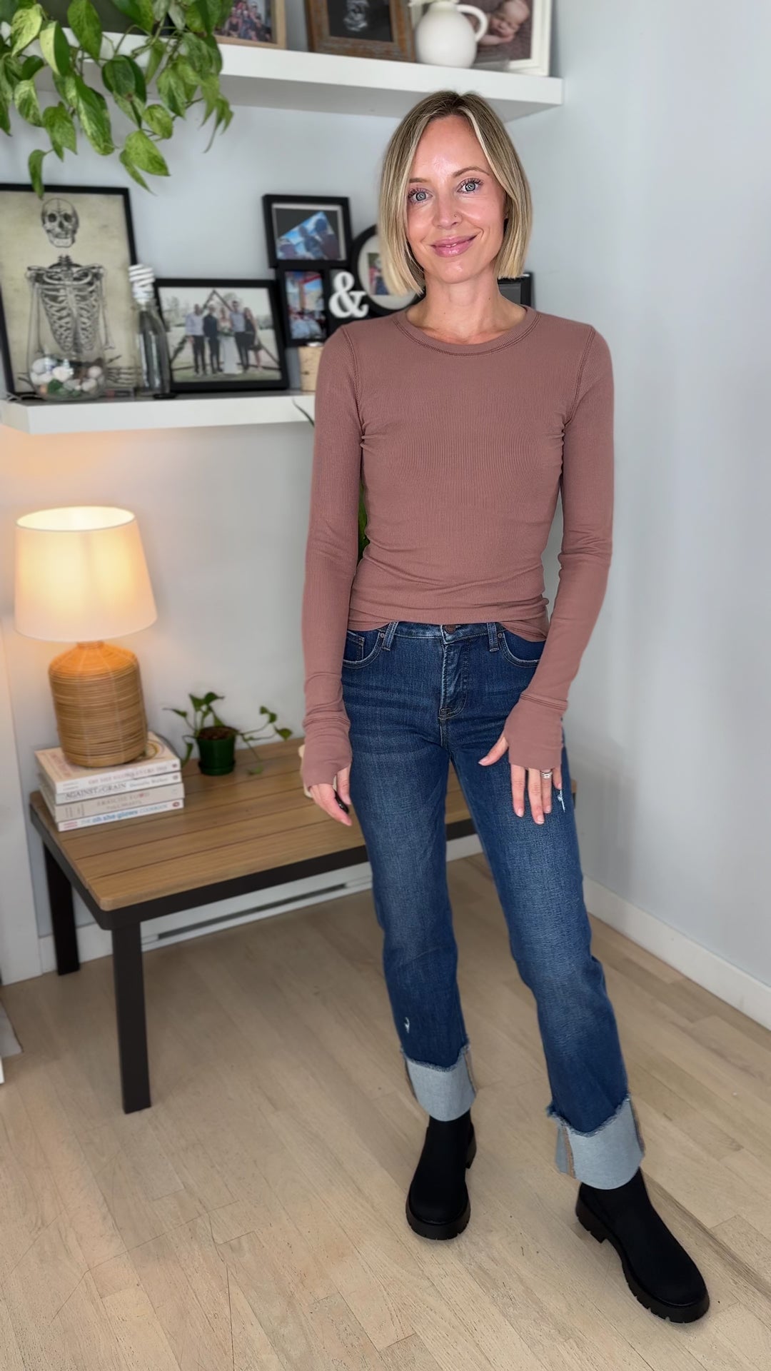Doella Baby Ribbed Round Neck Fitted Top- MOCHA