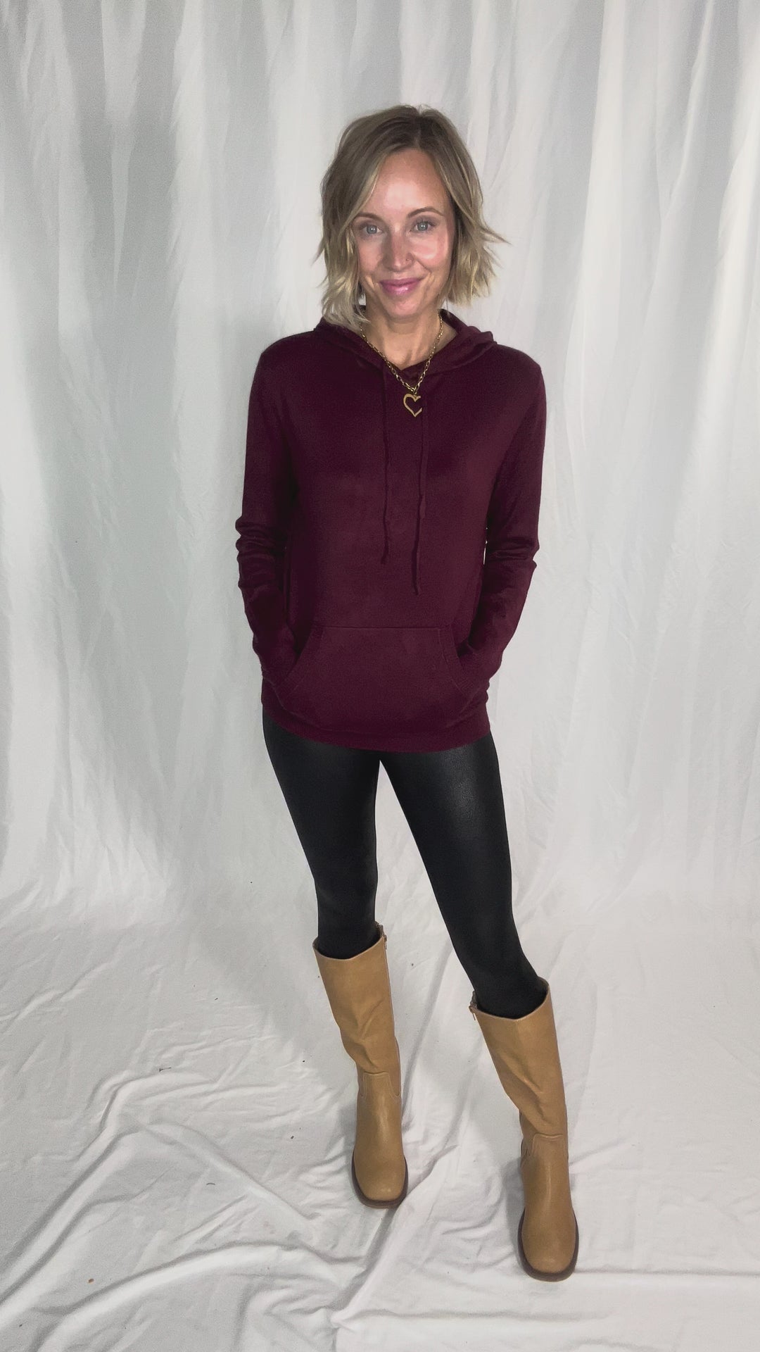 Spruceton Hooded Sweater- BURGUNDY